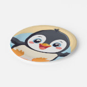 かわいい青ペンギン顔動物園の氷の誕生日パーティー ペーパープレート (アングル)