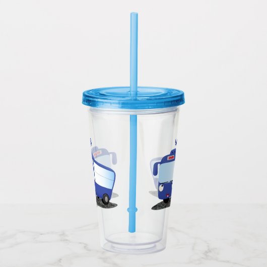 かわいい青モダンバス漫画イラストレーション アクリルタンブラー (右)