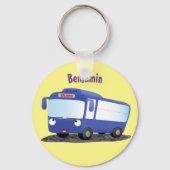 かわいい青モダンバス漫画イラストレーション キーホルダー (正面)