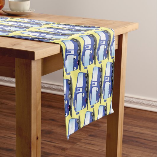 かわいい青モダンバス漫画イラストレーション ショートテーブルランナー (インサイチュ)