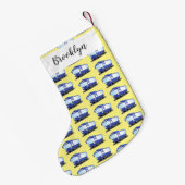 かわいい青モダンバス漫画イラストレーション スモールクリスマスストッキング (裏面 (吊り時))