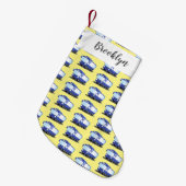 かわいい青モダンバス漫画イラストレーション スモールクリスマスストッキング (正面 (吊り時))