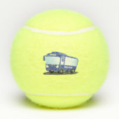 かわいい青モダンバス漫画イラストレーション テニスボール (裏面)