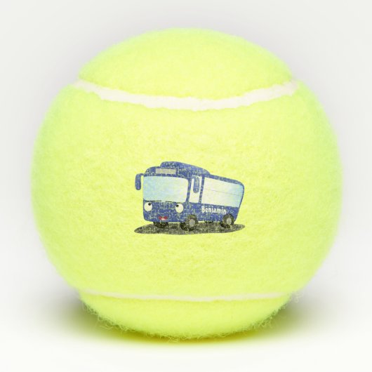 かわいい青モダンバス漫画イラストレーション テニスボール (裏面)