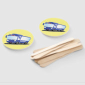 かわいい青モダンバス漫画イラストレーション ハンドファン (組立なし)