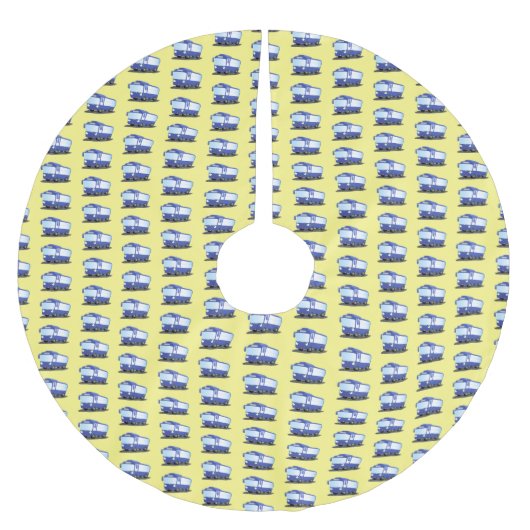 かわいい青モダンバス漫画イラストレーション ブラッシュドポリエステルツリースカート (正面)