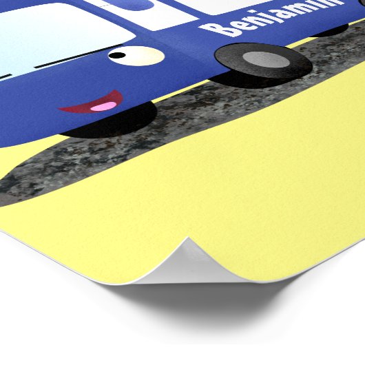 かわいい青モダンバス漫画イラストレーション ポスター (角)