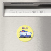 かわいい青モダンバス漫画イラストレーション マグネット (インサイチュ (食洗機))