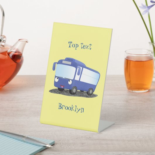 かわいい青モダンバス漫画イラストレーション 台座サイン (インサイチュ)