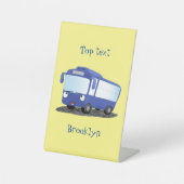 かわいい青モダンバス漫画イラストレーション 台座サイン (正面)