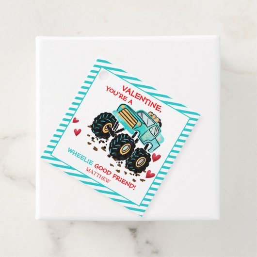 かわいい青モンスタートラックスクールバレンタイン フェイバータグ (インサイチュ)