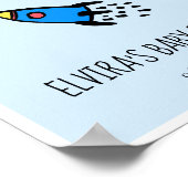 かわいい青ロケット男の赤ちゃんベビーシャワーへようこそ ポスター (角)