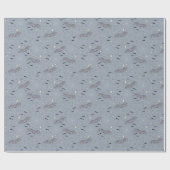 かわいい青不気味こうもりハロウィーン ラッピングペーパー (フラット)