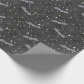 かわいい青不気味こうもりハロウィーン ラッピングペーパー (角)