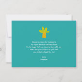 かわいい青恐竜 写真 誕生日 楽しい少年 サンキューカード (裏面)