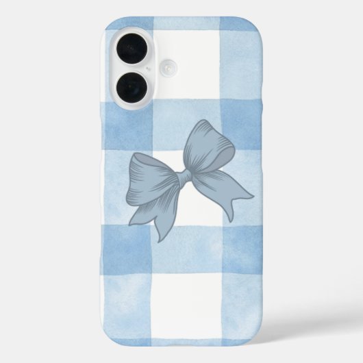 かわいい青格子柄リボンiPhoneケース Case-Mate iPhoneケース (裏面)