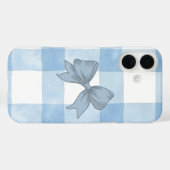 かわいい青格子柄リボンiPhoneケース Case-Mate iPhoneケース (裏面 (横))