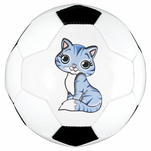 かわいい青猫の漫画 サッカーボール (正面)