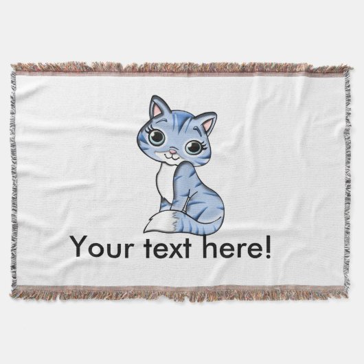 かわいい青猫の漫画 スローブランケット (正面)