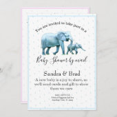 かわいい青男の赤ちゃんゾウ赤ちゃんシャワー 招待状 (正面/裏面)