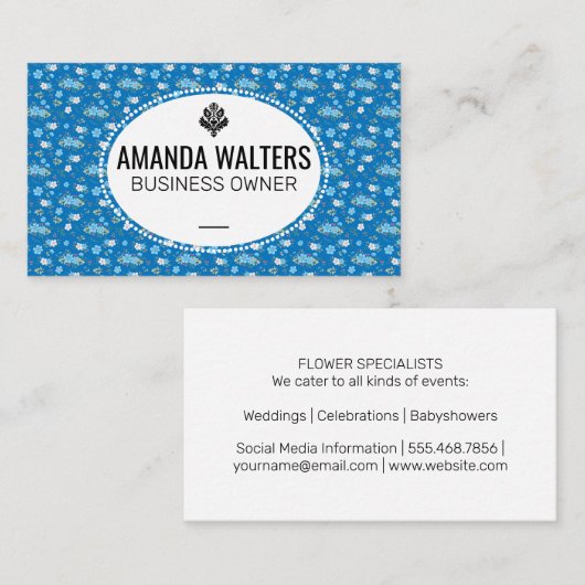 かわいい青白い花 名刺 (正面/裏面)