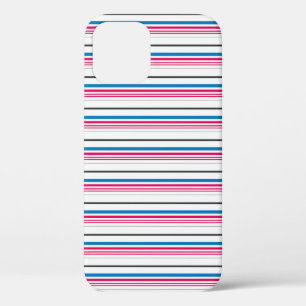 かわいい青白ストライプ iPhone 12 PROケース