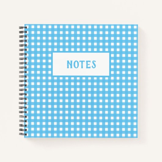 かわいい青空と白い格子柄の日常手帳 ノートブック (正面)