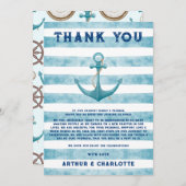 かわいい青航海の水夫の水色ベビーシャワー サンキューカード (正面/裏面)