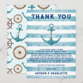 かわいい青航海の水夫の水色ベビーシャワー サンキューカード