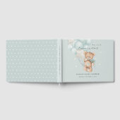 かわいい青bearly待ちクマ気球ベビーシャワー ゲストブック (全面)