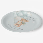 かわいい青bearly待ちクマ気球ベビーシャワー ペーパープレート (アングル)