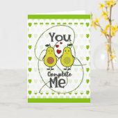 かわいい面白いアボカドカップル あなたが私を完成させる カード (黄色い花)