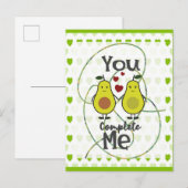 かわいい面白いアボカドカップル あなたが私を完成させる ポストカード (正面/裏面)