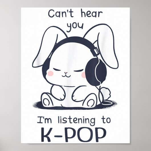 かわいい面白いウサギ兎あなたには聞こえないよ私は聴いている ポスター (正面)
