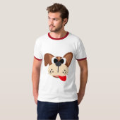 かわいい面白いキャラクターの犬の顔 Tシャツ (正面フル)