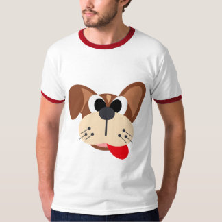 かわいい面白いキャラクターの犬の顔 Tシャツ