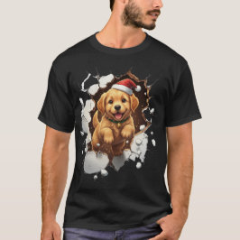 かわいい面白いクリスマスの犬 Tシャツ