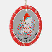 かわいい面白いクリスマスベア 2020 セラミックオーナメント (右)