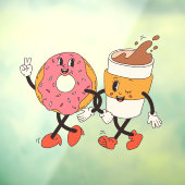 かわいい面白いコーヒーとドーナツショップ広告 ウィンドウサイン (シート3)
