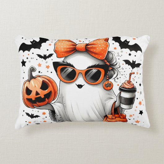 かわいい面白いハロウィーン幽霊 アクセントクッション (正面)