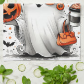 かわいい面白いハロウィーン幽霊 キッチンタオル (折り畳み)