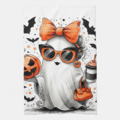 かわいい面白いハロウィーン幽霊 キッチンタオル (縦)