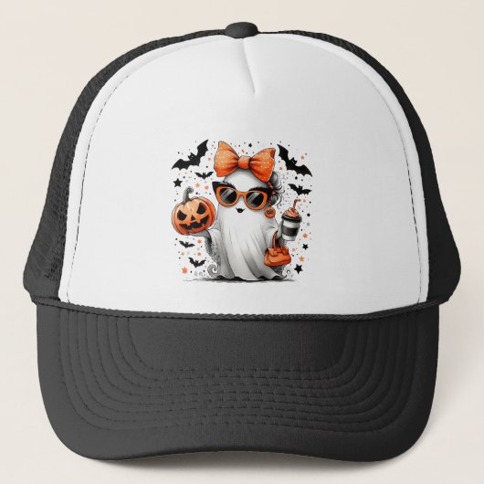 かわいい面白いハロウィーン幽霊 キャップ (正面)