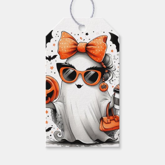 かわいい面白いハロウィーン幽霊 ギフトタグ (正面)