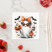 かわいい面白いハロウィーン幽霊 スタンダードカクテルナプキン (インサイチュ)