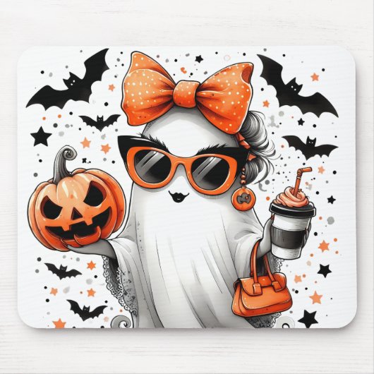 かわいい面白いハロウィーン幽霊 マウスパッド (正面)