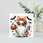 かわいい面白いハロウィーン幽霊 招待状 (スタンド正面)