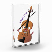 かわいい面白いバイオリンの音楽的漫画キャラクター フォトブロック (左)