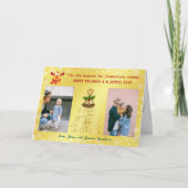 かわいい面白いルドルフ2枚の写真ハッピーホリデーゴールデン シーズンカード (正面)