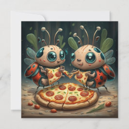 かわいい面白い動物たちがピザを食べる 面白いギフトアイデア 招待状